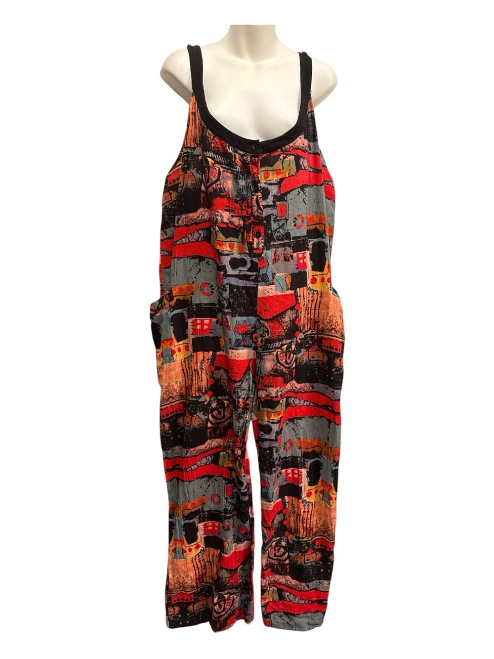 Jumpsuit Colorblock boho loose fit  - Multicolor size 3XL. Cotton material